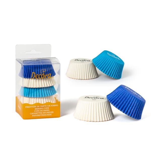 Papir cupcakeforme HVID BLÅ 50x32 mm DECORA 75 stk
