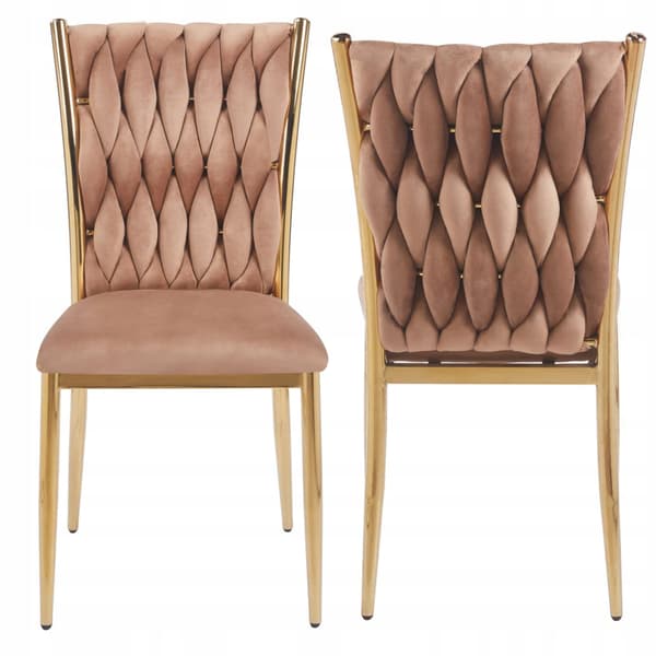 CAPPUCCINO BORDSTOL Sammetsflätad Guldram Modern