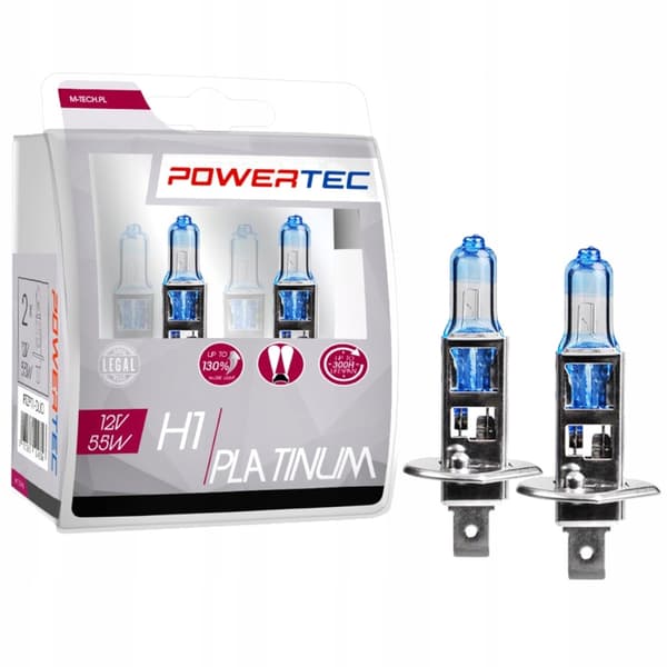 Powertec Platinum Plus H1 130% 55W halogenlampa duopack ECE R37