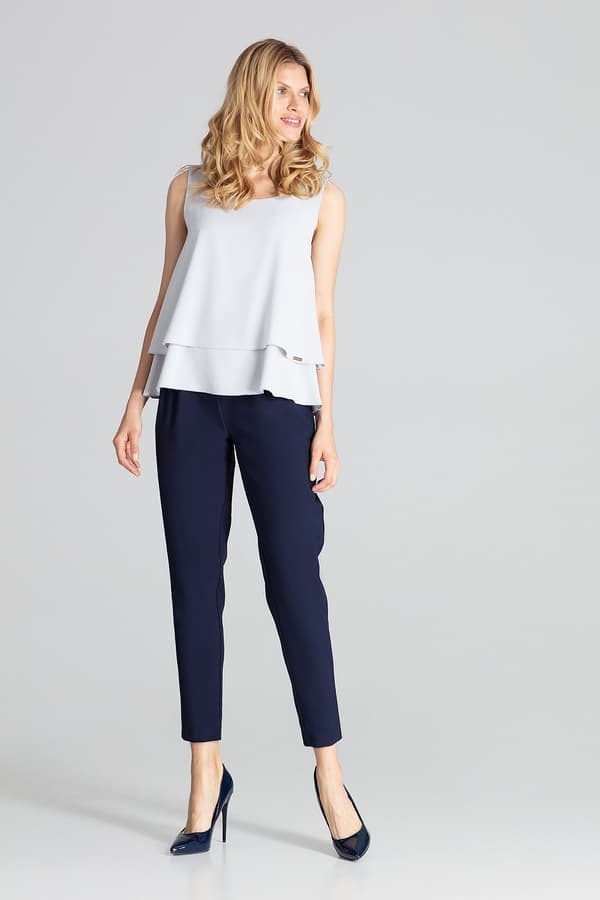 Elegant ærmeløs bluse - grå bluse M679 størrelse M
