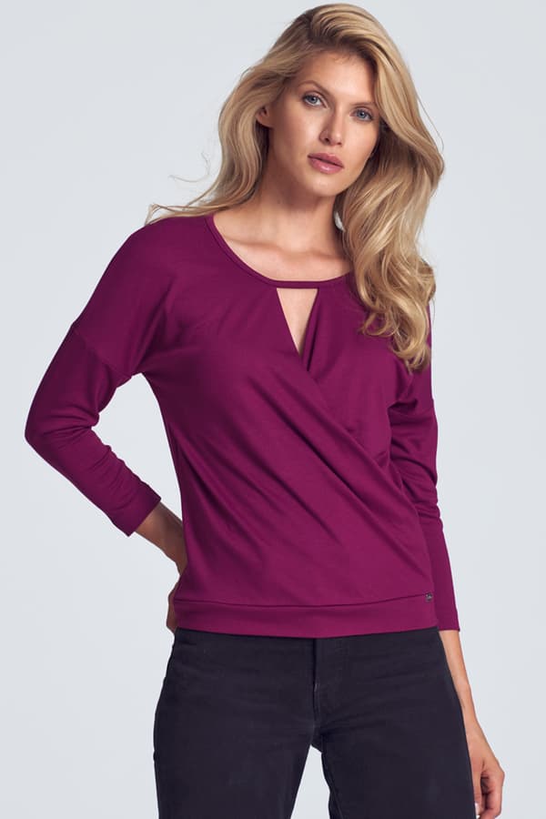 Fuchsia damblus med V-ringning M710 storlek L