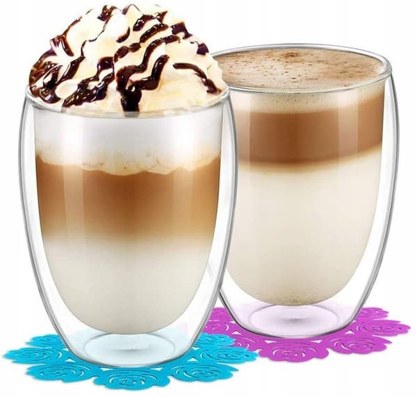 6x termoglas til kaffe, latte, drikkevarer 350 ml certificeret