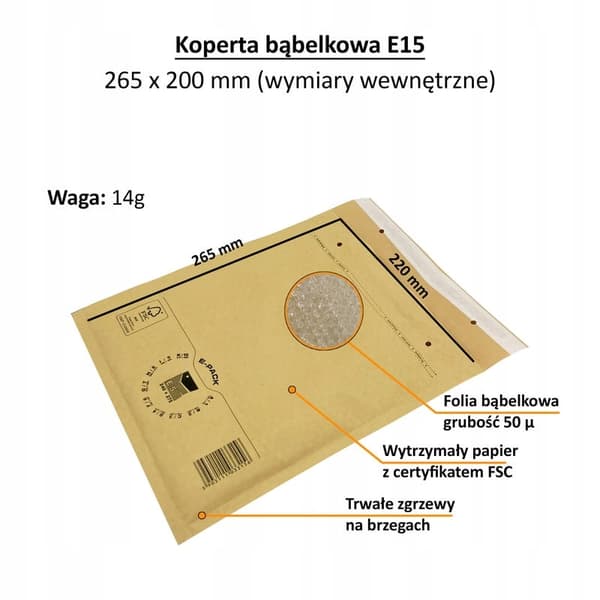 E15 BRUN boblekuvert x 100 stk.
