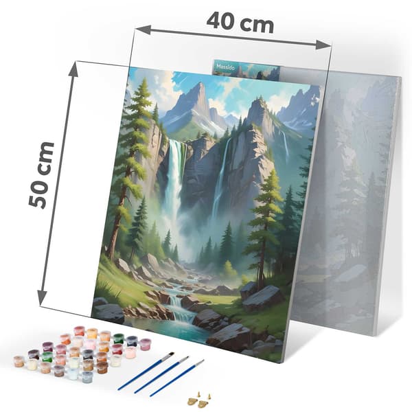 Billede til maling efter tal 40x50 cm Massido bjerglandskab