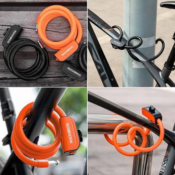 ROCKBROS RKS515-OR orange cykellås, kabel, nøgle