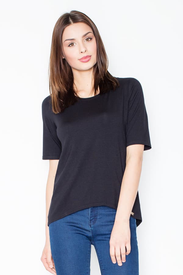 Elegant bluse med halsudskæring baktil, sort, størrelse XL