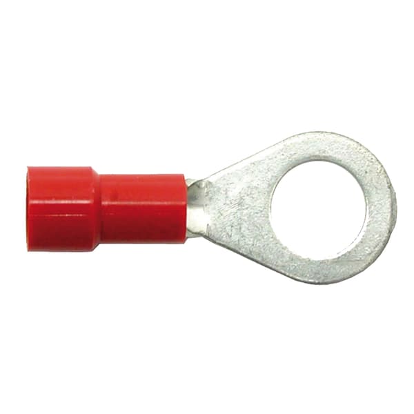 Røde M8 kabelringterminaler til kabel 0,5 - 1,0 mm2 x 10 stk.