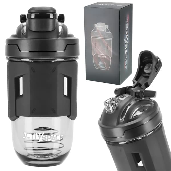 Tritan sportsflaskeshaker til kosttilskud 700 ml - sort