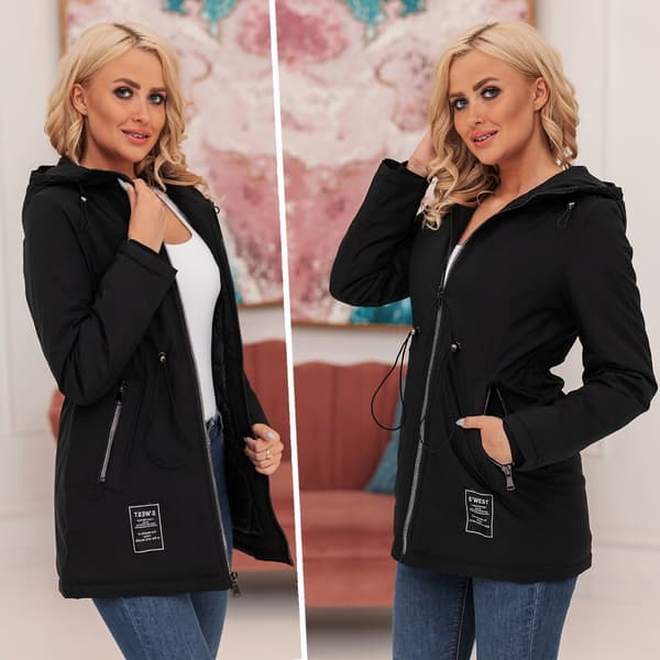 SLIMMING PARKA ÖVERGÅNGSJACKA MED HUVA VÅR M Marinblå