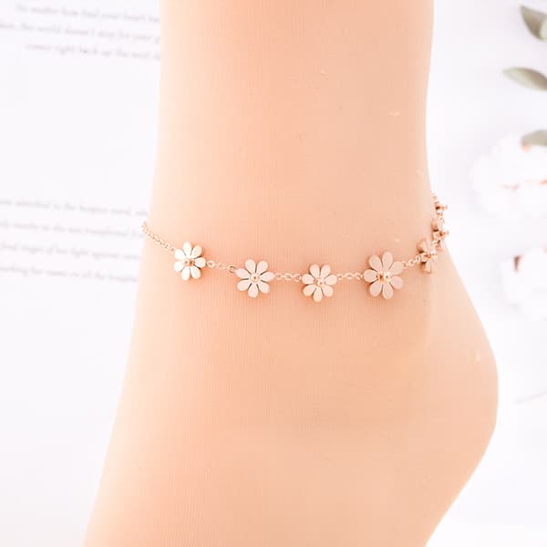 Pulsera de tobillo de oro rosa