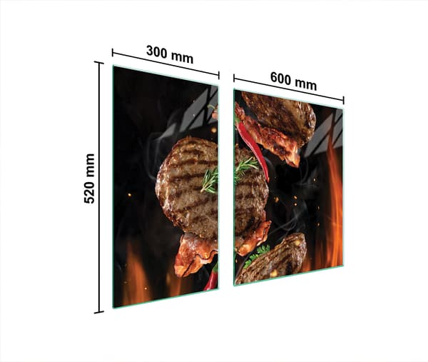 GLASBESKYTTELSESPLADE TIL KOMFUR 90x52 GRILL