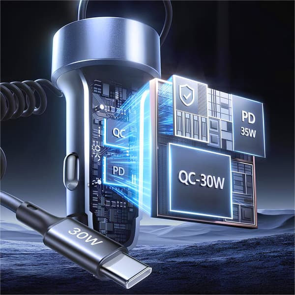 Biltelefonoplader 12V USB-C 65W | 2xUSB-C | USB-A | QC | PD