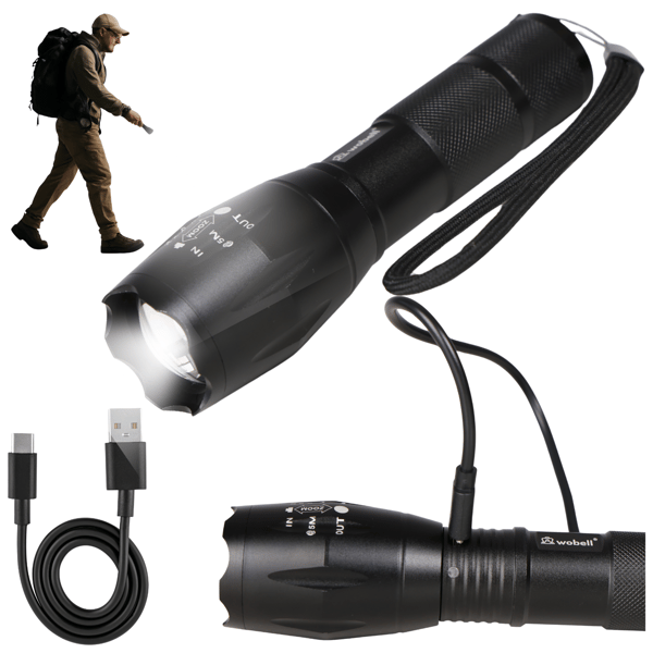 CREE ZOOM XML T6 LED -taktinen taskulamppu, vedenpitävä