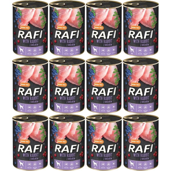 Rafi hundefoder kanin blåbær tranebær 12x800g