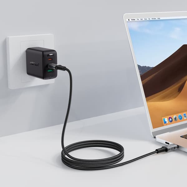 USB-C USB4 PD3.1 5A -kaapeli datalle ja videolle 4K 1m - Harmaa-Musta