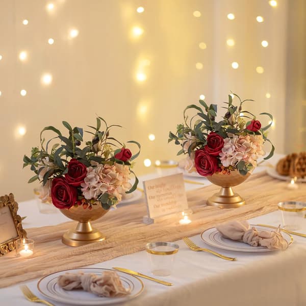 VAS KRUKA för blommor set med 2 gyllene bröllopsbordsvaser