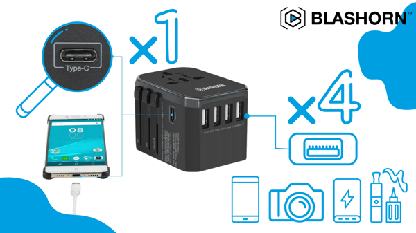 BLASHORN matka-adapteri USB-hubpi 5x USB