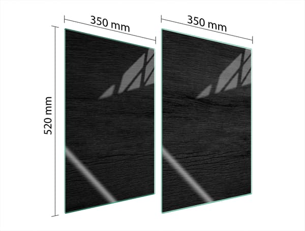 GLASBESKYTTELSESPLADE TIL KØKKEN 2x35x52 SORT