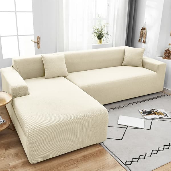 Sofföverdrag för 4-sits soffsäng kräm jacquard