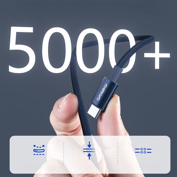 USB-C-kabel med display PD 60W 1,2m - Blå