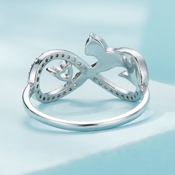 Sølv Infinity Kat Ring Størrelse 17