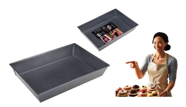 Bakform, rektangulär, non-stick, IDEAL, 34 x 24 x 6 cm, mörkgrå, metallic