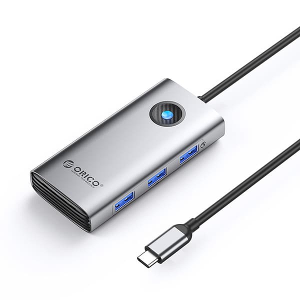 Hub PW11-6P USB-C till USB-A USB-C HDMI-splitter - Grå