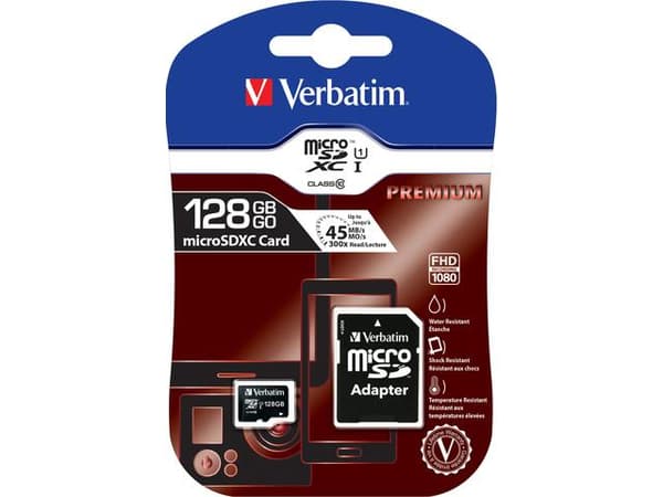 Verbatim 128GB Class 10 MicroSDXC -muistikortti + sovitin