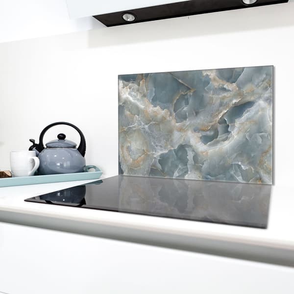 Skyddsplatta för spis i glas 80x52 marmor