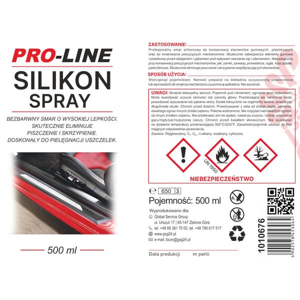 Silikonespraysmøremiddel til tætningspleje PRO-LINE 500ml