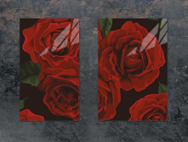 GLASPLADE TIL KØKKEN 65x52 ROSES