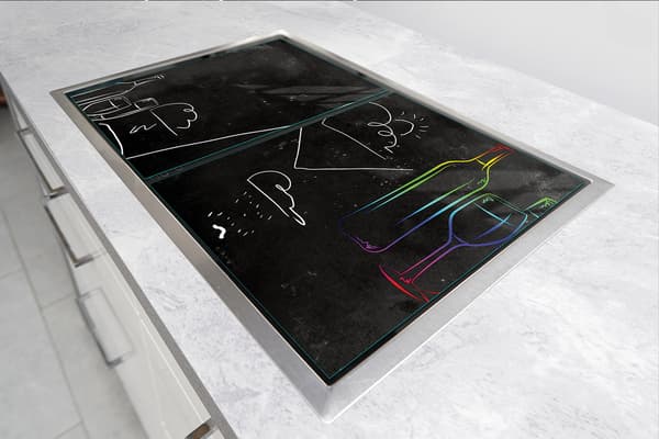 GLASBESKYTTELSESPLADE TIL KOMFUR 90x52 SORT