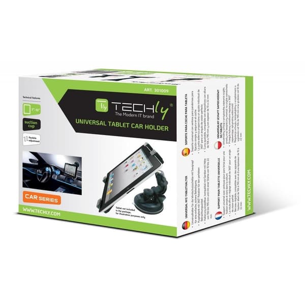 Techly Bilholder til Tablet/iPad 7"-10.1", Forrude, Sort