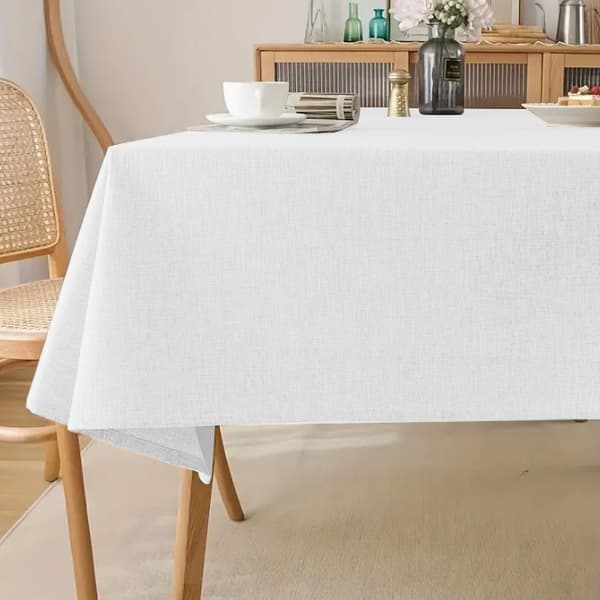 Vit linnebordsduk för bord 140x240cm elegant boho