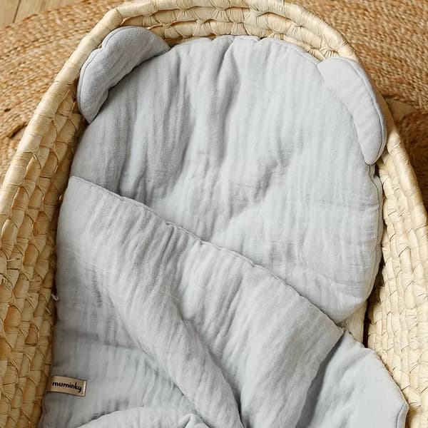 Børne sengetøjssæt med muslin 65x100 grå