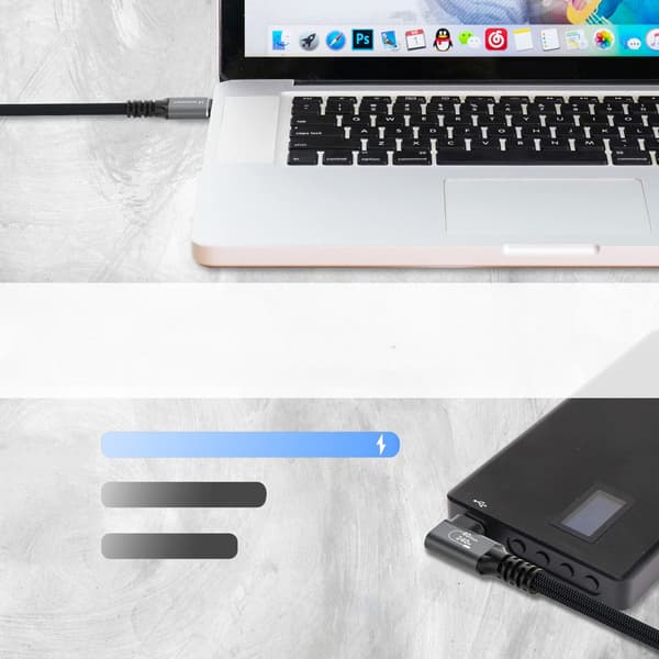 Thunderbolt 4 USB-C 240W 4K 1m kulmakaapeli - musta