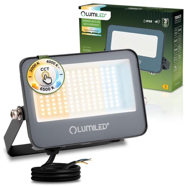 LED-kohde TRINOX 30W 3300lm CCT IP66 harmaa LUMILED