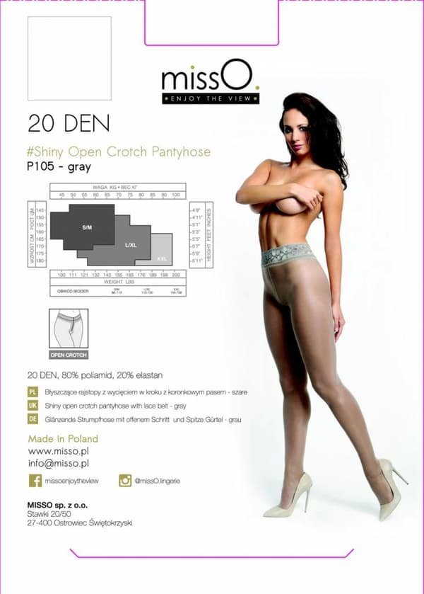 MissO P105 Grå SM Cutout Strumpbyxor