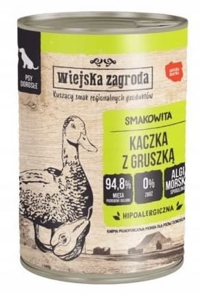 Wiejska Zagroda Blöt hundfoder Anka med päron 12x400g