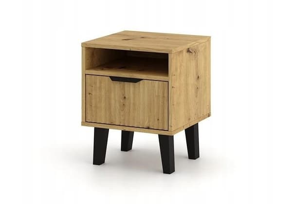 Scandi 1S Slim sengebord, håndlavet eg