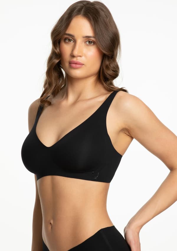 Julimex sømløs bh med elastiske 3D gelzoner, sort Jelly Bra Basic, sort L