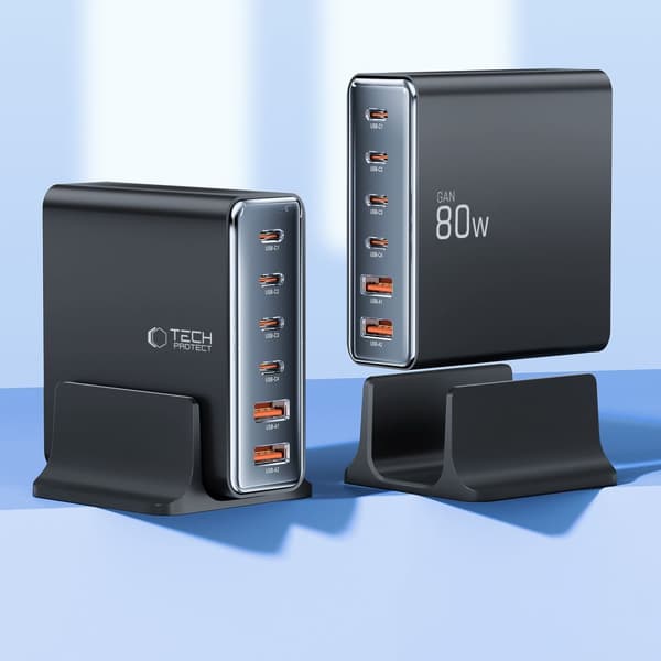 Ladestation til enheder 4x USB-C 2x USB-A 80W