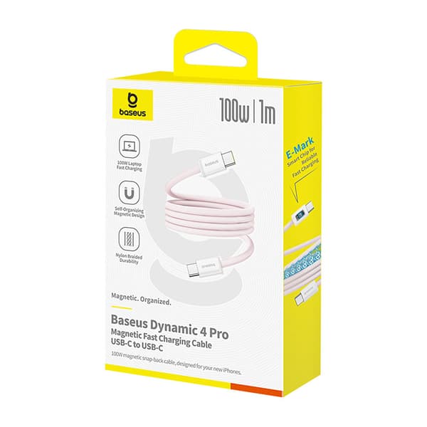 Selvsamlende USB-C Dynamic 4 Pro 100W 1m kabel - Pink