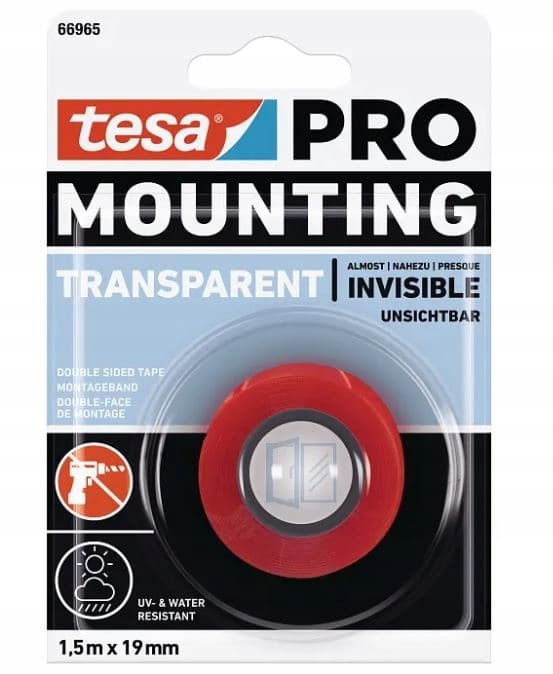 tesa PRO monteringstape 1,5 m x 19 mm transparent