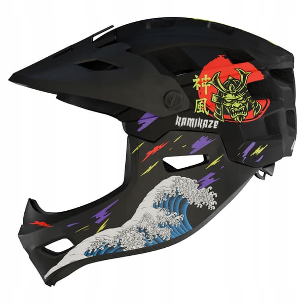 Kamikaze Ronin Wave Integralhjelm Sort - Størrelse S
