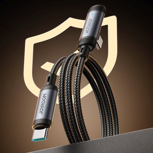 USB-C 60W 1,2m vinklet kabel - sort