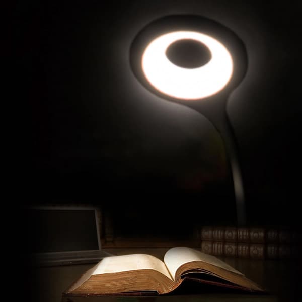 Mini trådløs LED-læselampe med klips og USB-C-kabel 80 lm - Sort