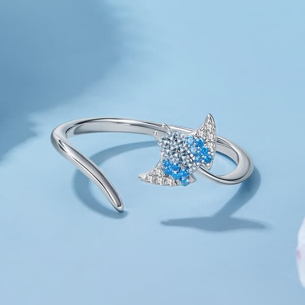 Sølvring Justerbar Stingray Ring 925 Sølv Trusky