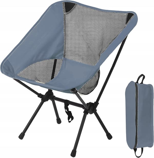 Solid hopfällbar fiskestol för camping grå