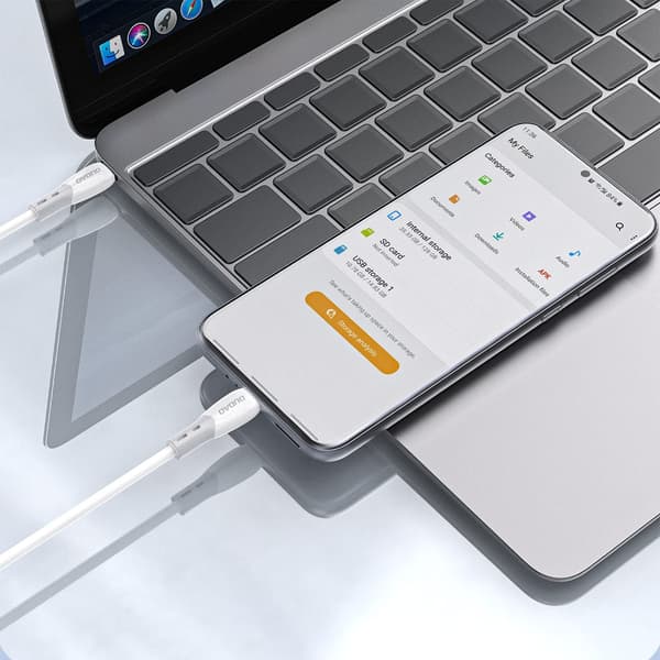 Silikonflätad kabel USB-C L25SC 60W 1m - Vit